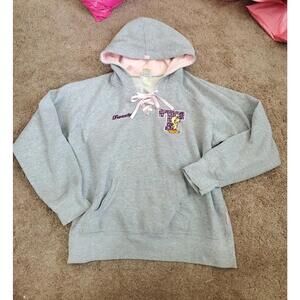 Y2k Looney Tunes Tweety Hoodie Gray Pink Woman Vintage Embroidered Coquette RARE